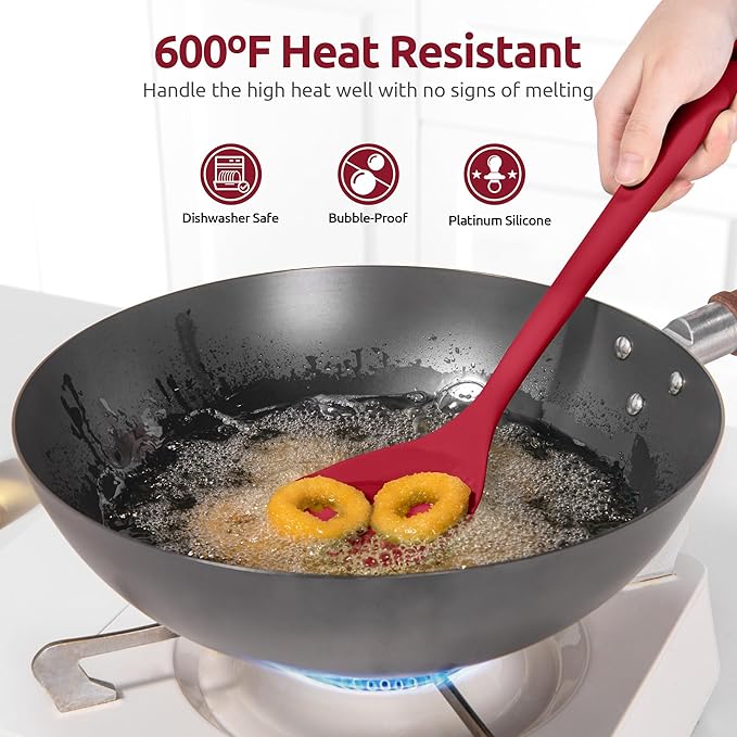 U-Taste Silicone Wok Spatula, 600ºF Heat Resistant Stir Fry Tool, Red
