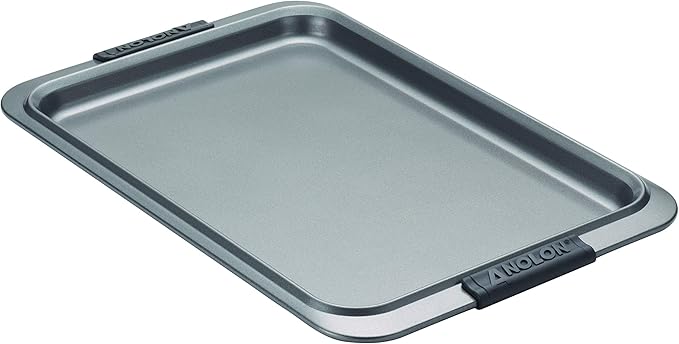 Anolon Advanced Nonstick Bakeware with Grips, Nonstick Cookie Sheet / Baking Sheet - 10 Inch x 15 Inch, Gray
