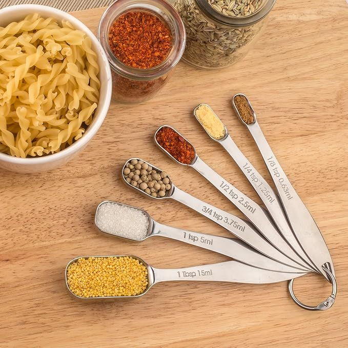 6-Piece 18/8 Stainless Steel Measuring Spoons Set, Silver