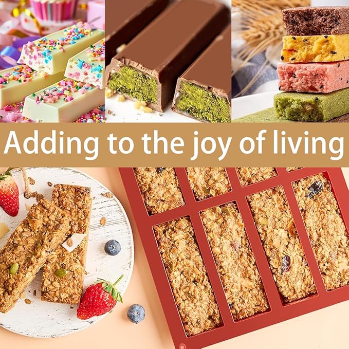 Gobrevv Chocolate Silicone Molds For Baking，Granola Cereal Candy Bar Mold