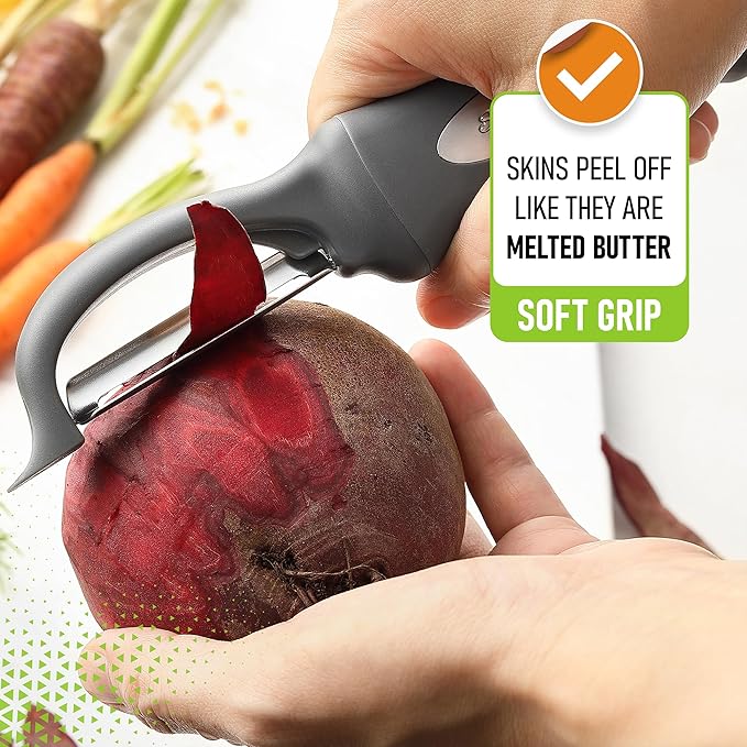 Spring Chef Swivel Potato Peeler for Kitchen with Ergonomic Handle, Gray