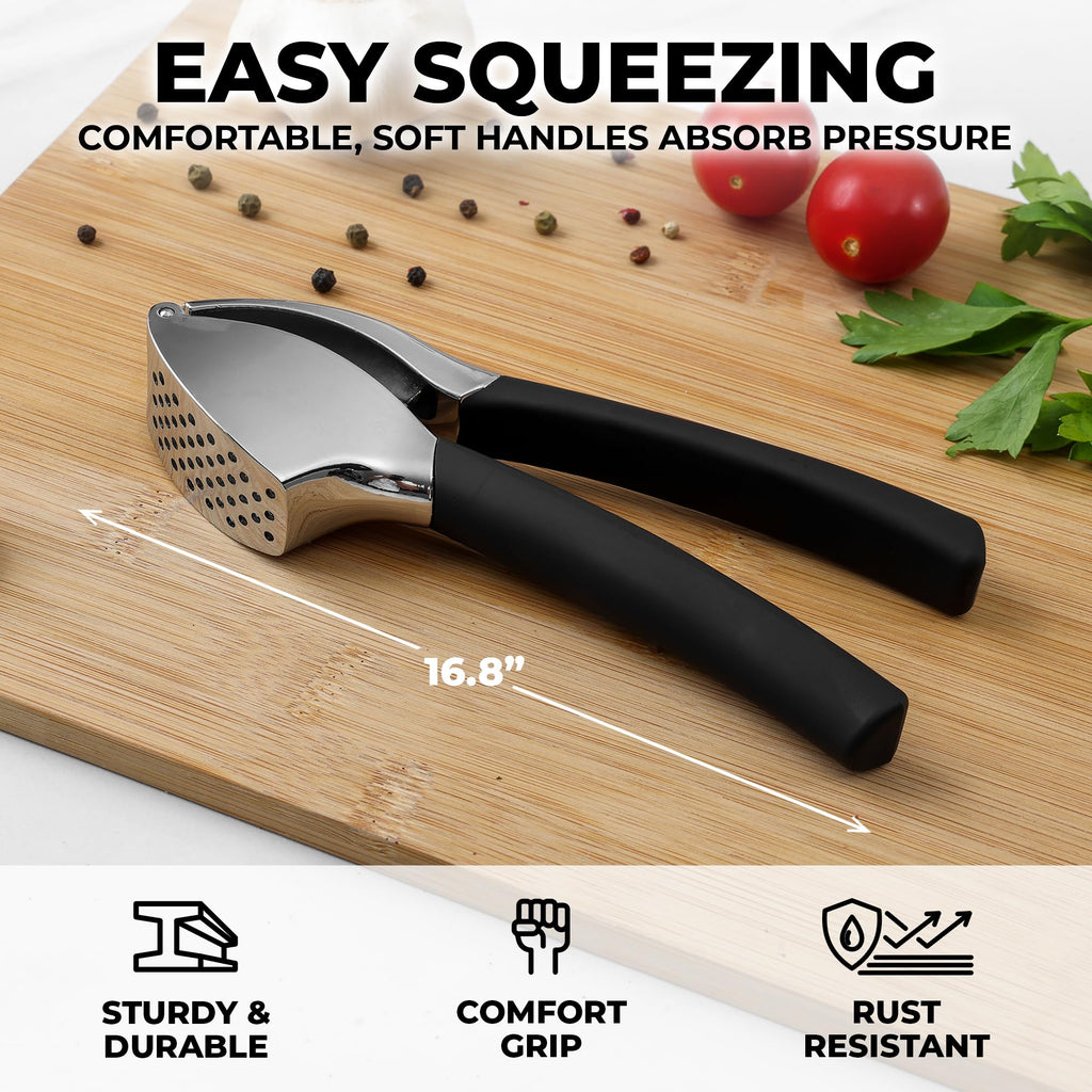 Zulay Kitchen Metal Comfort Grip Garlic Press