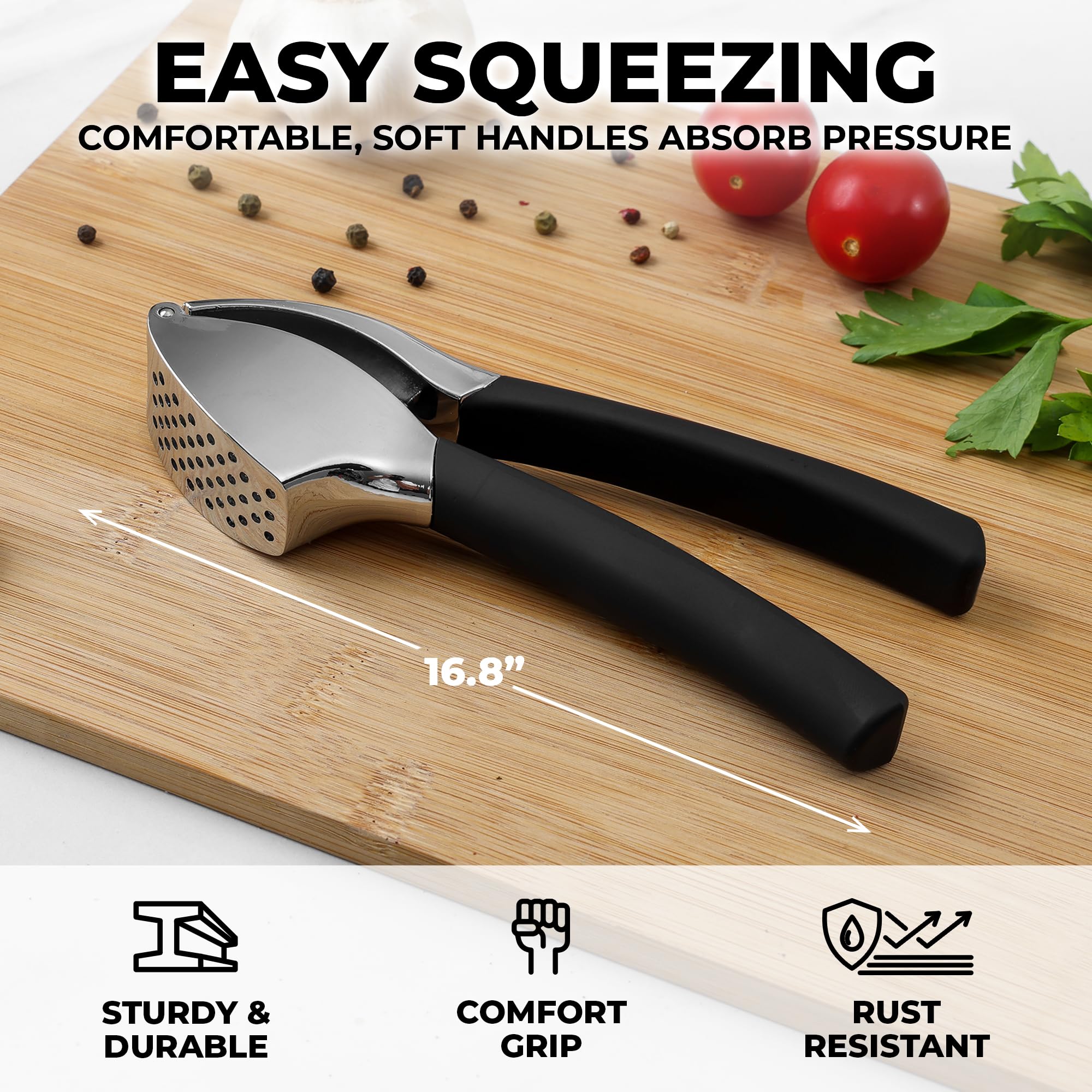 Zulay Kitchen Metal Comfort Grip Garlic Press