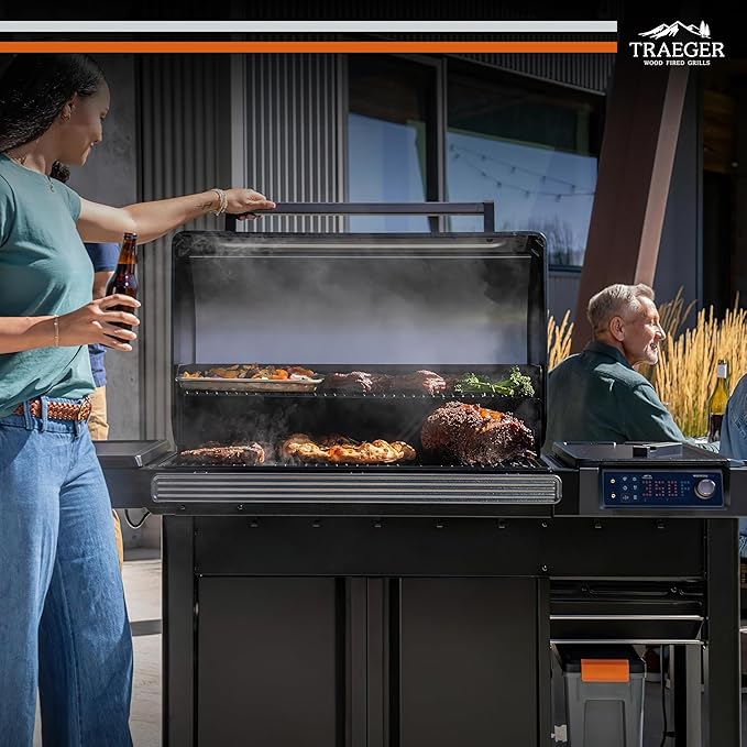 Traeger Woodridge Elite Electric Wood Pellet Grill and Smoker, 970 Sq. in., Side Sear Station, WiFIRE Technology, Super Smoke Mode, Outdoor Pellet Smoker Grill with Insulated Body, Black, TFC97XLH