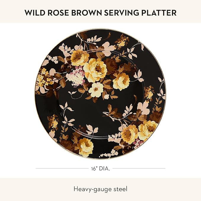 MACKENZIE-CHILDS Enamel Serving Platter, Wild Rose Brown