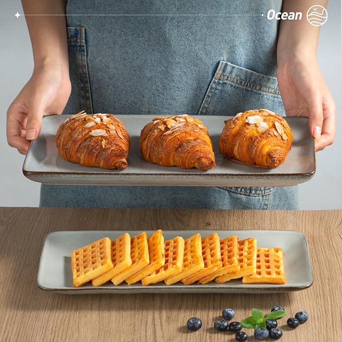 Famiware Serving Platters Set of 3 Sizes - Rectangular, Grey