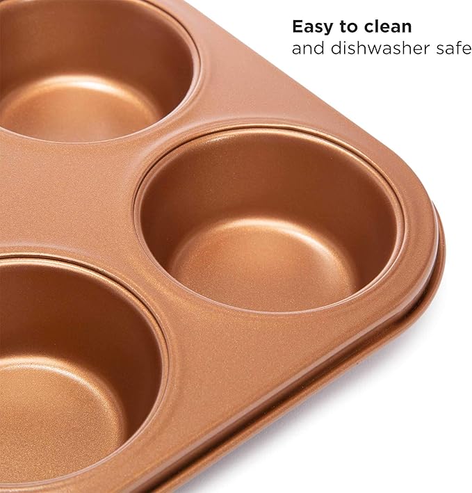 Ecolution Non-Stick Toaster Oven Bakeware Set, 4 Piece, Carbon Steel, Easy to Clean and Perfect for Single Servings, Copper