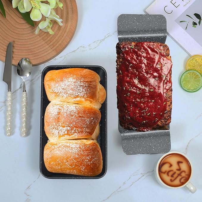 Walooza 9x5 Meatloaf Pan with Drain Tray, Heavy-Gauge Carbon Steel Nonstick Loaf Pan for Baking Bread, Oven-Safe Healthy Baking Pan for Meatloaf, Banana Bread, Sandwich Bread