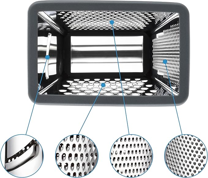 Spring Chef Stainless Steel XL Cheese Grater for Kitchen, Gray