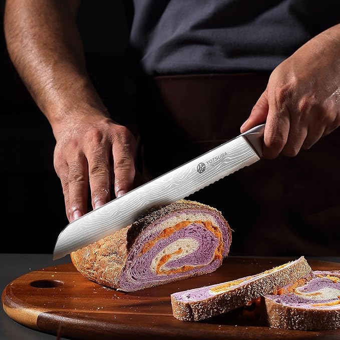 YOTSUBA 10 Inch Japanese Style Premium Natural Rosewood Bread Knife
