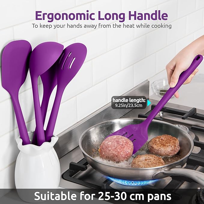 U-Taste Silicone Kitchen Cooking Utensil Set of 5, 13.6" Long, Purple