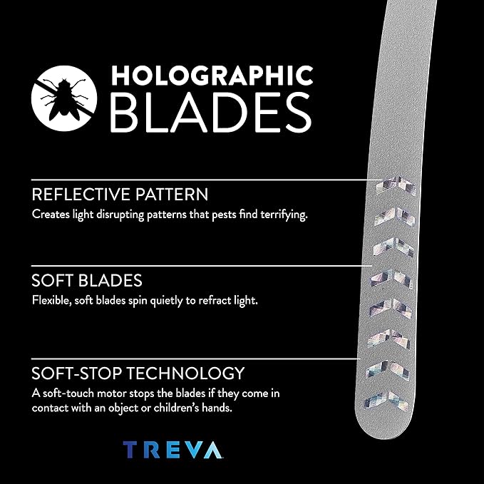 Treva Bug Fan Fly Deterrent with Holographic Blades 4-Pack Black