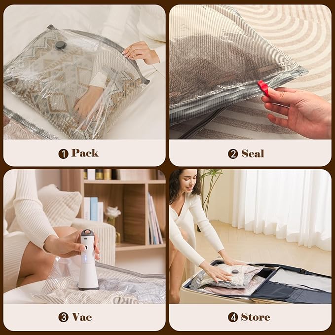 Vacbird Vacuum Bags for Travel with Rechargeable air Pump, Carry-on Size Compression Packing Bags for Luggage and Suitcase, Space Saver for Clothes and Clothing 24 Combo Travel Size