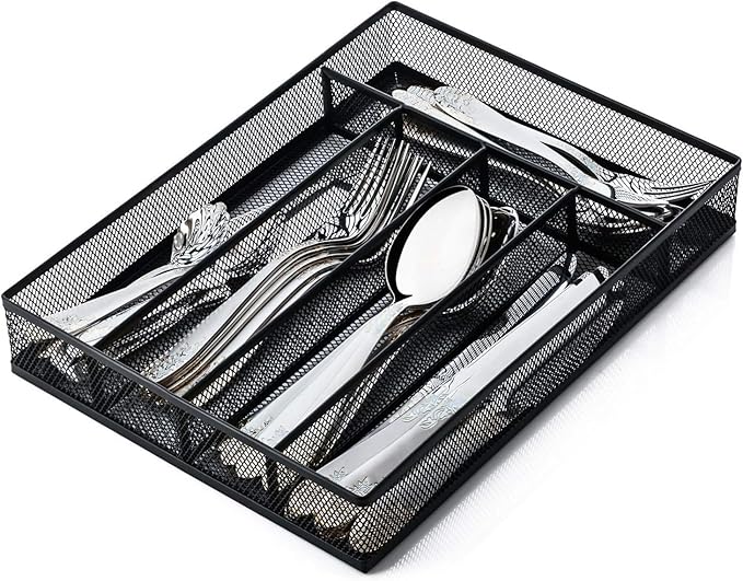 Sedegn mesh silverware tray for drawer: 5 Compartments for Easy Sorting