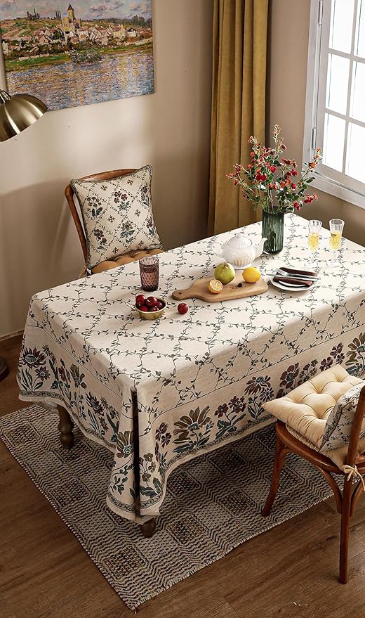 patdrea Vintage French Linen Tablecloth,Rectangular,79"x55"-Oliveirad