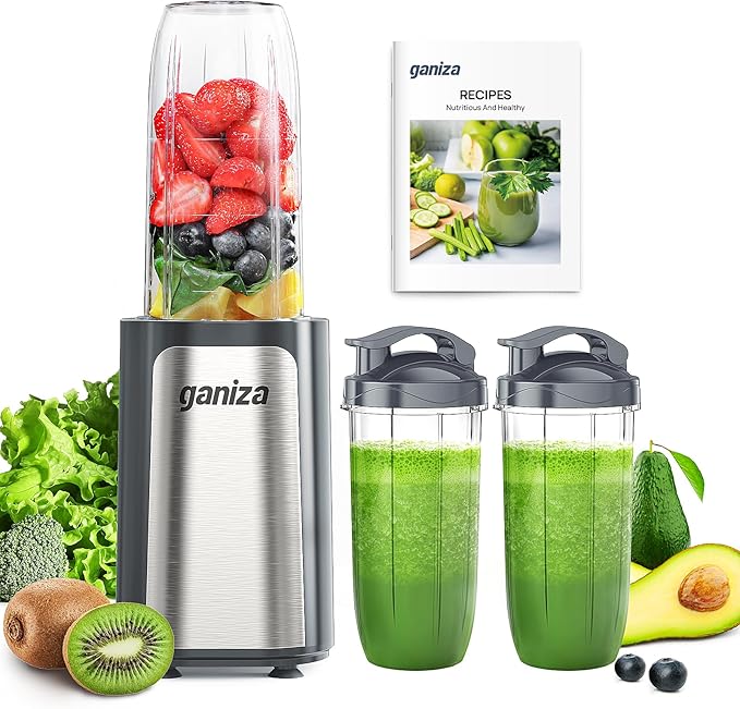 Ganiza Smoothie Blenders, 14Pcs Personal Blender for Shakes and Smoothies for Kitchen with 3 Portable Blender Cups (1x24oz & 2X17oz), Single Serve Smoothies Maker for Juices