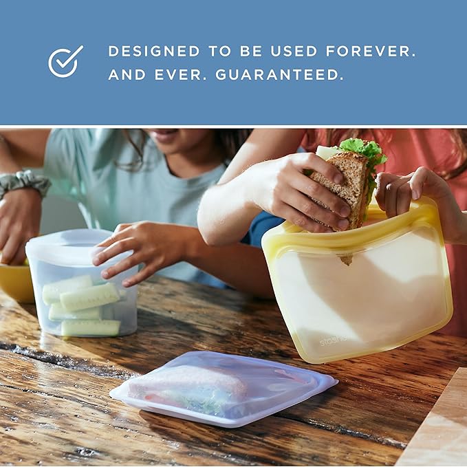 Stasher Premium Reusable Silicone Food Storage Bags, 4-Pack, Clear