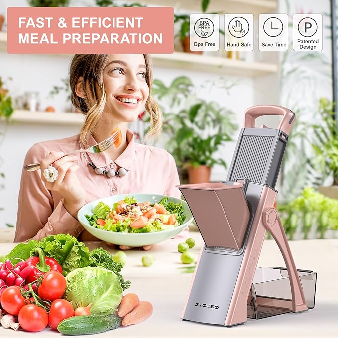 All in 1 Upgraded Version Safe Mandoline Slicer for Kitchen, Veggie Slicer