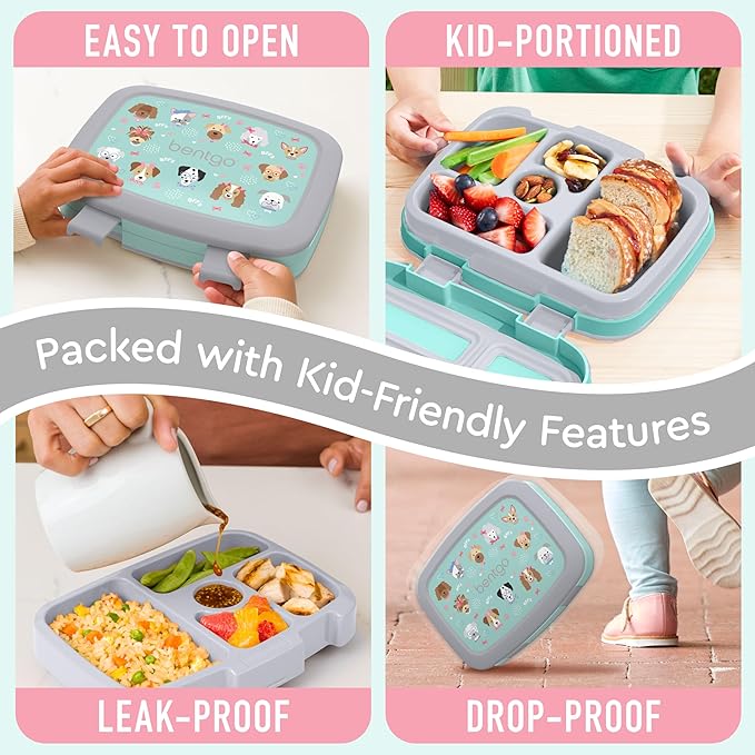 Bentgo Kids Prints Leak-Proof 5-Compartment Bento-Style Kids Lunch Box