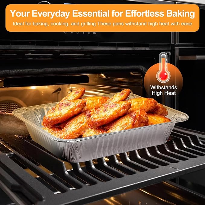 Notwoe ® Aluminum Foil Pans with Foil Lids - 50 Pack, 7"×5", 1.5 LB Capacity, Disposable Containers for Baking, Meal Prep, Freezer Storage & Takeout. (50)