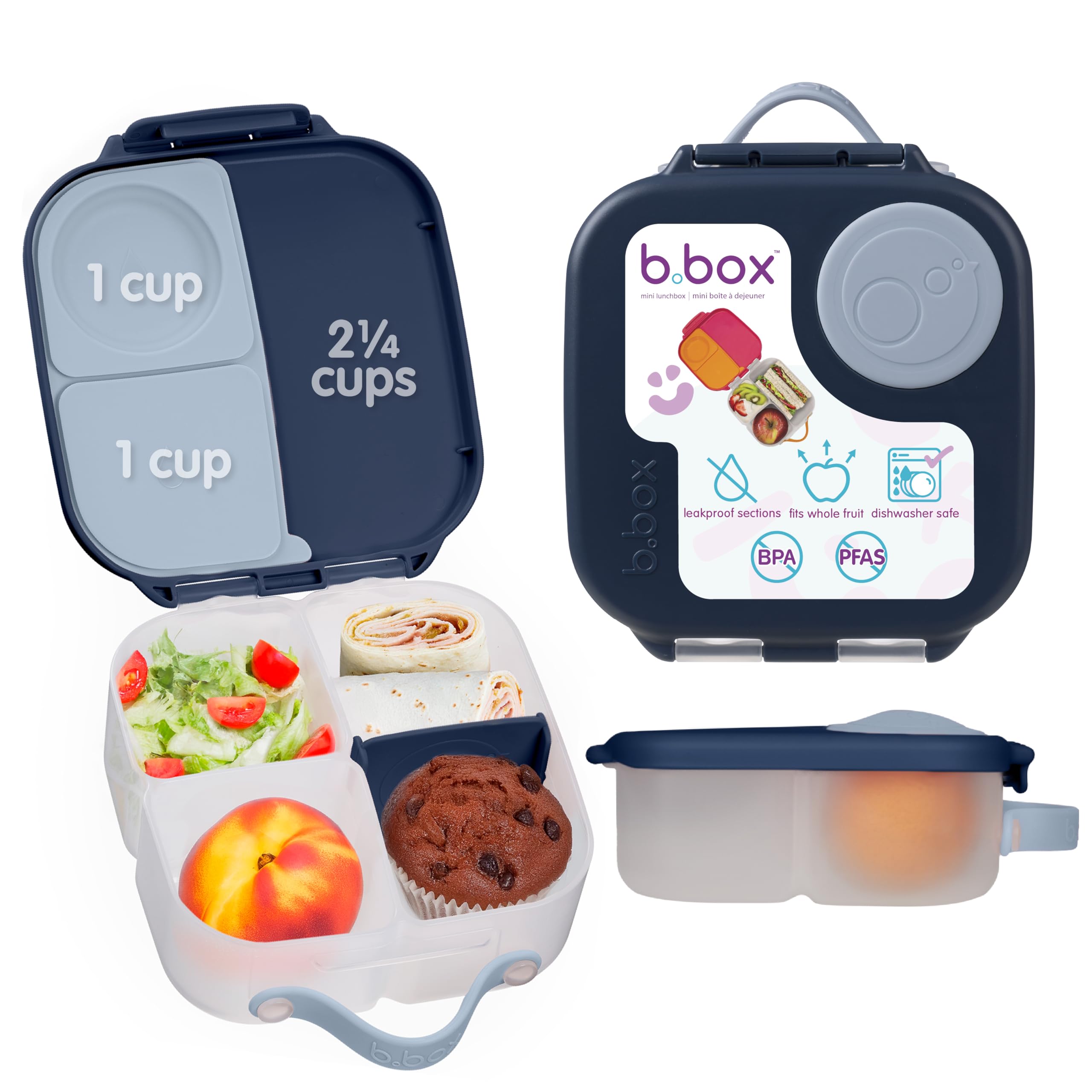 b.box Mini Lunch Box, Snack Containers for Kids, Lunch Box Kids, 4.25 Cup