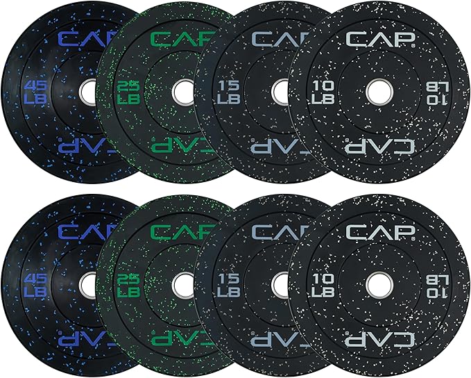 CAP 190lb Economy Speckled Olympic Bumper Plate Weight Set