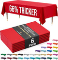 Exquisite Party Solids 66% Thicker Premium Plastic Table Cloth Rectangle Table Cover 0.5 Mil 6 Pack Red Table Cloth 54 Inch x 108 Inch Disposable Tablecloth Won't Tear Easily Like Cheap Thin Brands