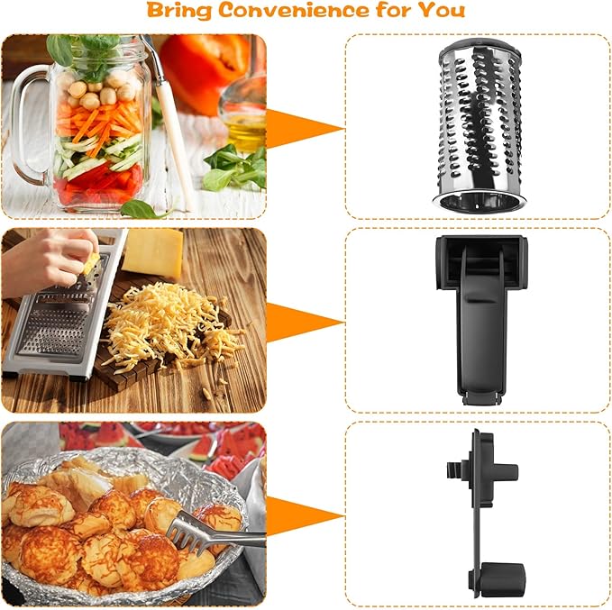Boao Rotary Cheese Grater Manual Handheld Cheese Grater with Stainless Steel Drum for Grating Hard Chocolate Nuts Kitchen Tool(Black,1 Drum)