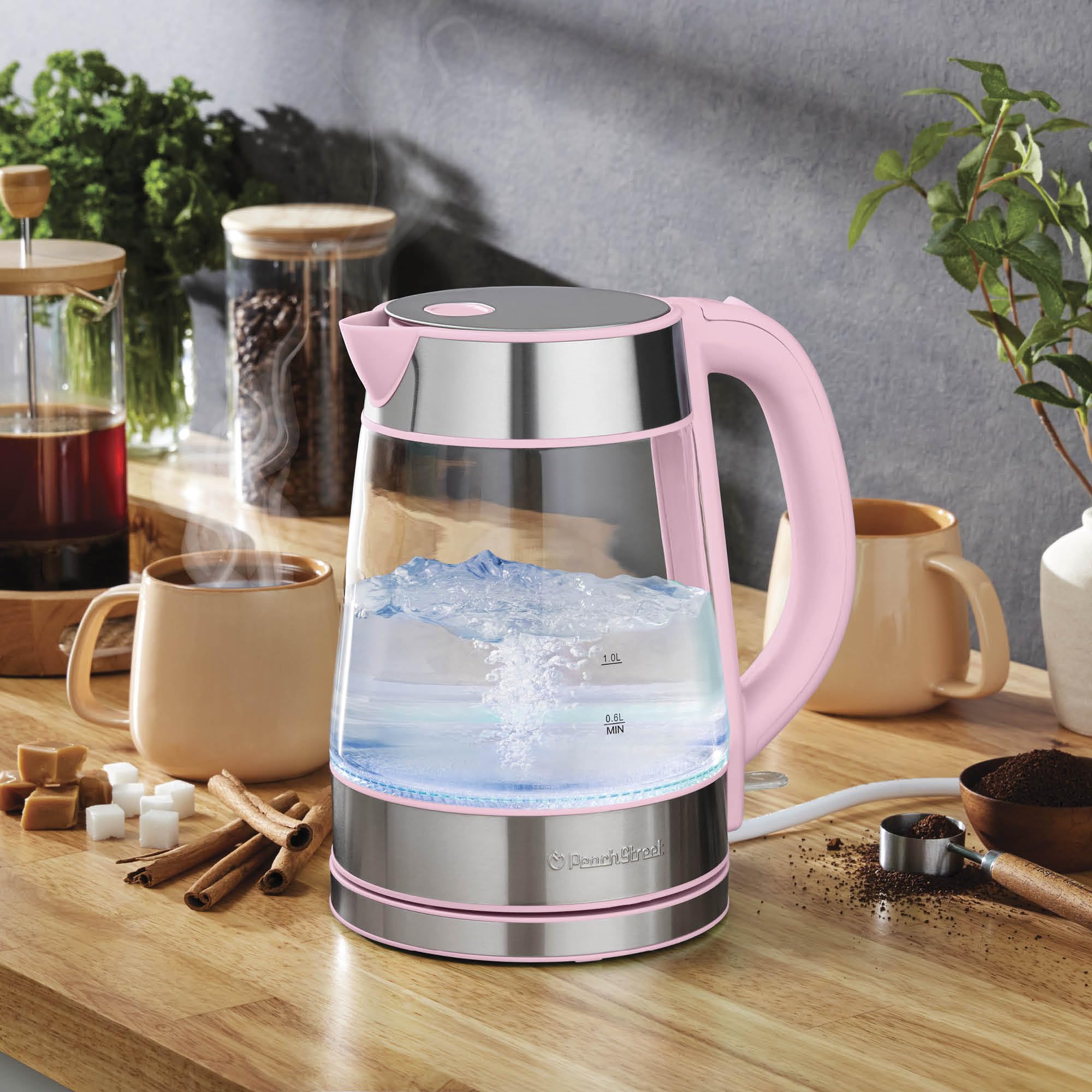 Speed-Boil Electric Kettle - 1.7L Water Boiler 1500W, Coffee & Tea Kettle Borosilicate Glass, Easy Clean Wide Opening, Auto Shut-Off, Cool Touch Handle, LED Light. 360° Rotation, Boil Dry Protection