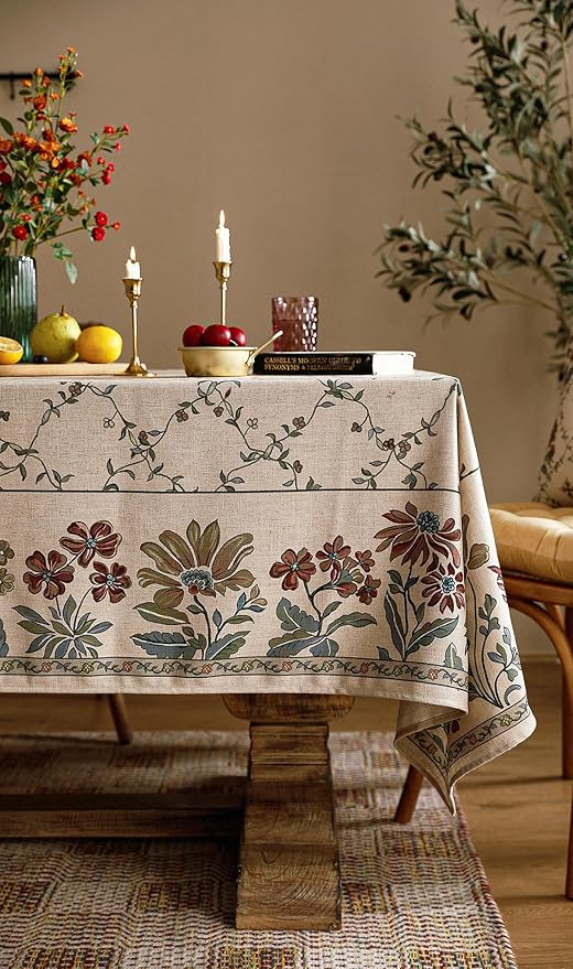 patdrea Vintage French Linen Tablecloth,Rectangular,79"x55"-Oliveirad