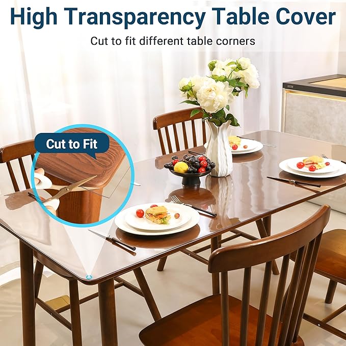 NAP2WELL Clear Table Cover Protector 20 x 40 Inch, 1.5mm Plastic Desk Mat