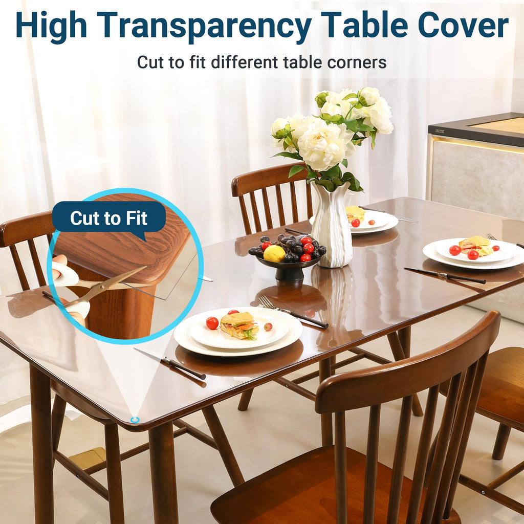 NAP2WELL Clear Table Cover Protector 42 x 90 Inch, 2.0mm Plastic Desk Mat