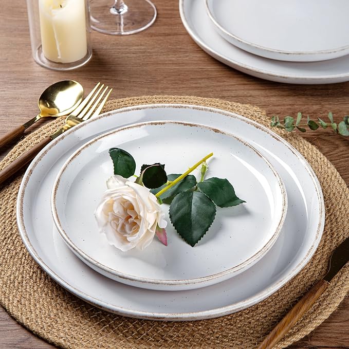 AmorArc Dinnerware Sets for 8, 24 Pieces Ceramic Plates and Bowls Set