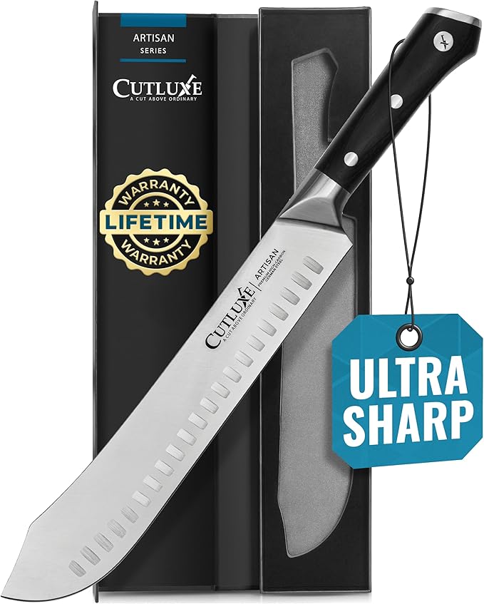 Cutluxe Butcher Knife 10" Bullnose Carving Knife for Meat – German Steel