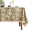 ISAENNE Designer Vintage Linen Green Rectangular Tablecloth,71"x55"-Brune