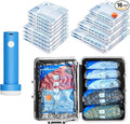 16 Pack Vacuum seal bags for clothing With Coldless Pump, Vacuum Storage Bags,Space Saver Sealer Bags, Pillows, Comforters, Blankets, Bedding,Travel,