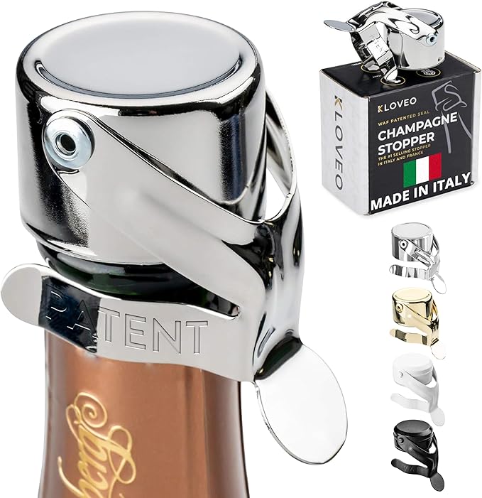 KLOVEO Champagne Stoppers - WAF Patented Seal - Made in Italy