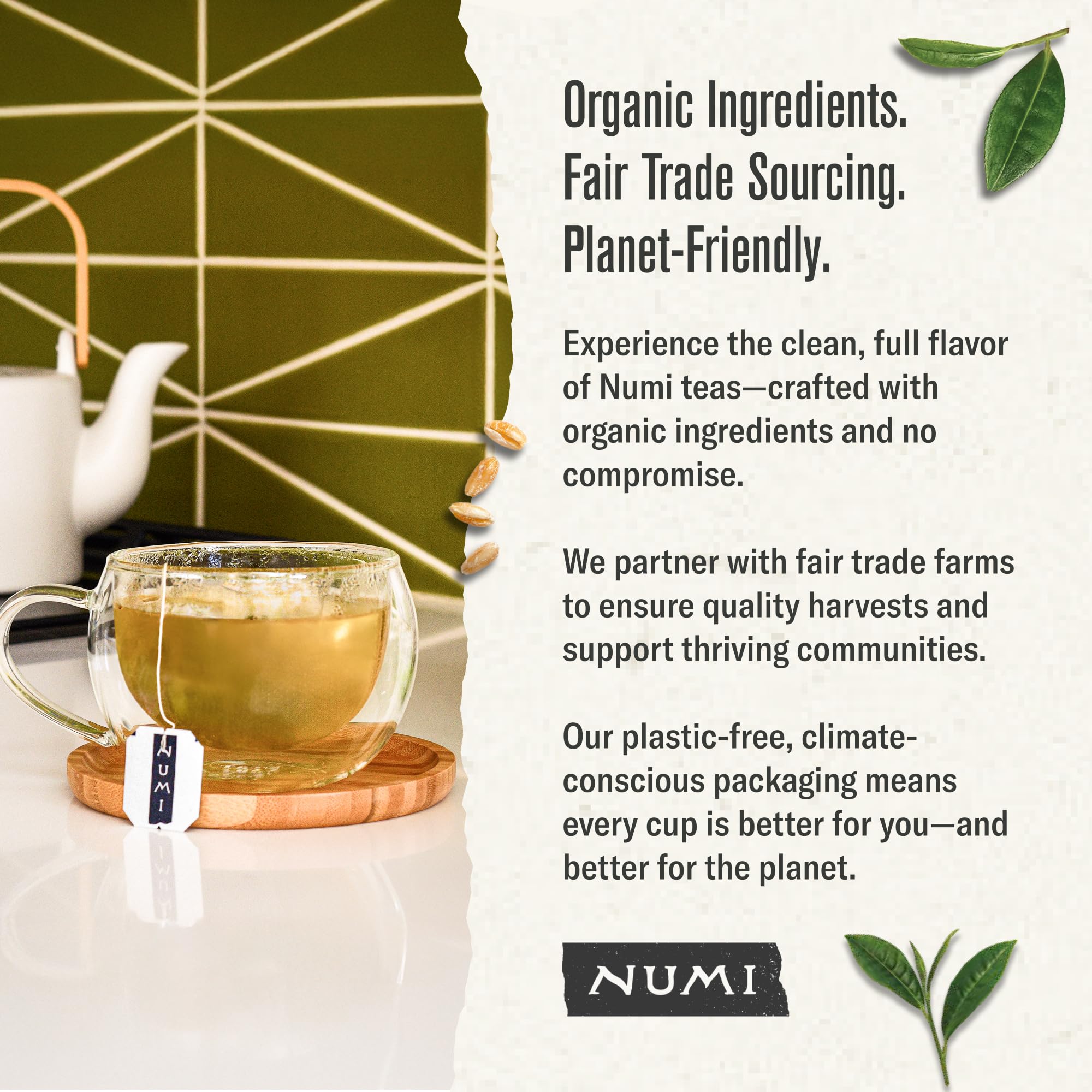 Numi Organic Matcha Toasted Rice Tea, 100 Green Tea Bags, Medium Caffeine