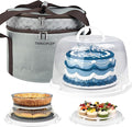 TMRIOPELP Tall Cake Carrier with Lid and Handle Insulated Cake Container Cake Transport Carrier Ideal for Pies Cupcakes and Pastries Perfect for Safe and Secure Cake Delivery (Grey, 12 inch)