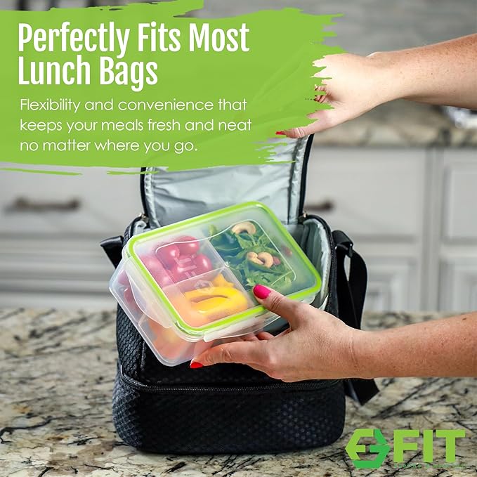Bento Box for Kids & Adults Reusable Lunch Containers, 3 Pack, Clear, 39 oz