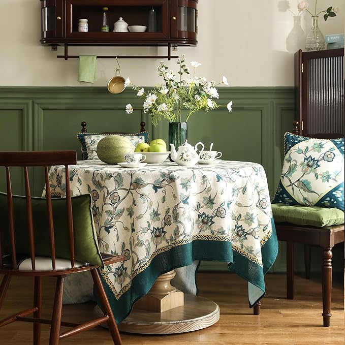 patdrea Vintage French Linen Tablecloth,Square,67"x67"-Noah