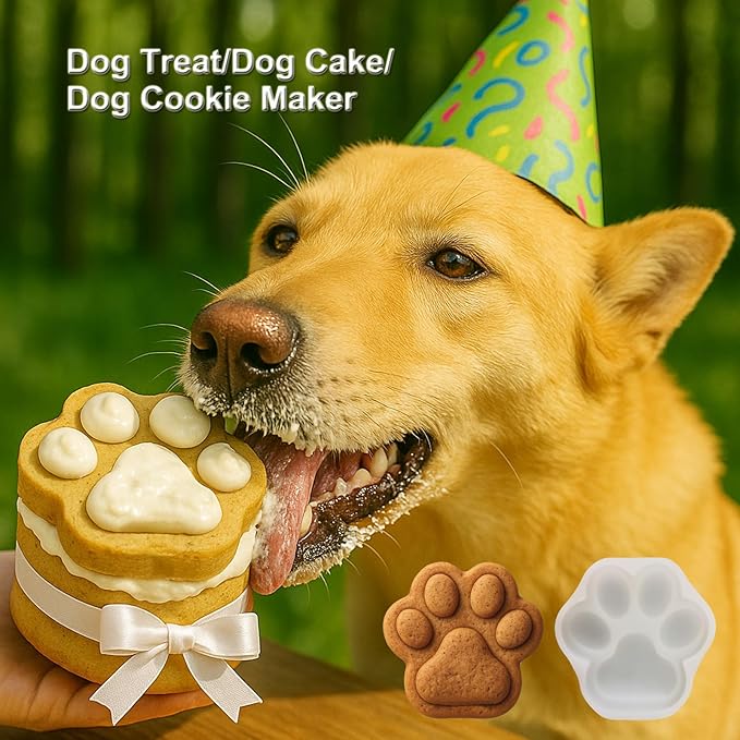 SIUPER 4IN Big Paw Molds 2 Pack for DIY Dog Cat Treat, Taba Squishy, Pets Birthday Cake Baking. Food Safe Silicone for Oven. Large Ice Cube Molds for Pet Chew, Cooling. Fun Gifts for Dog Lover