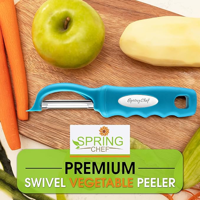 Spring Chef Swivel Vegetable Peeler with Soft Grip Handle, Set of 2, Teal