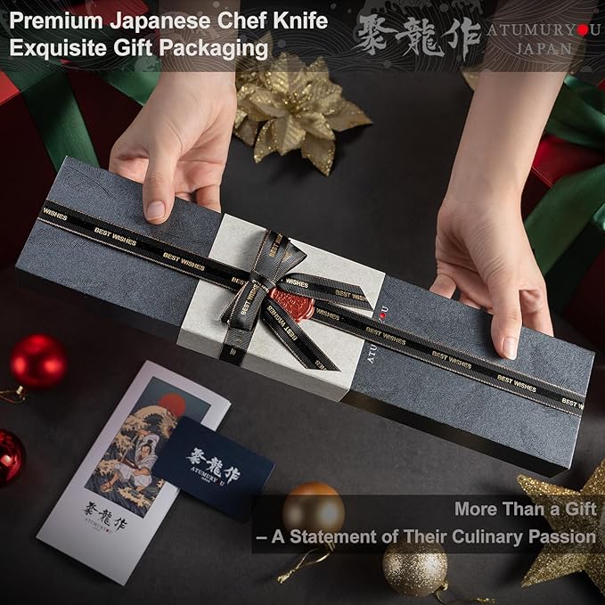 8.27 Inch Japanese Gyuto Chef Knife, Black Forged 3-Layer VG10 Steel Core