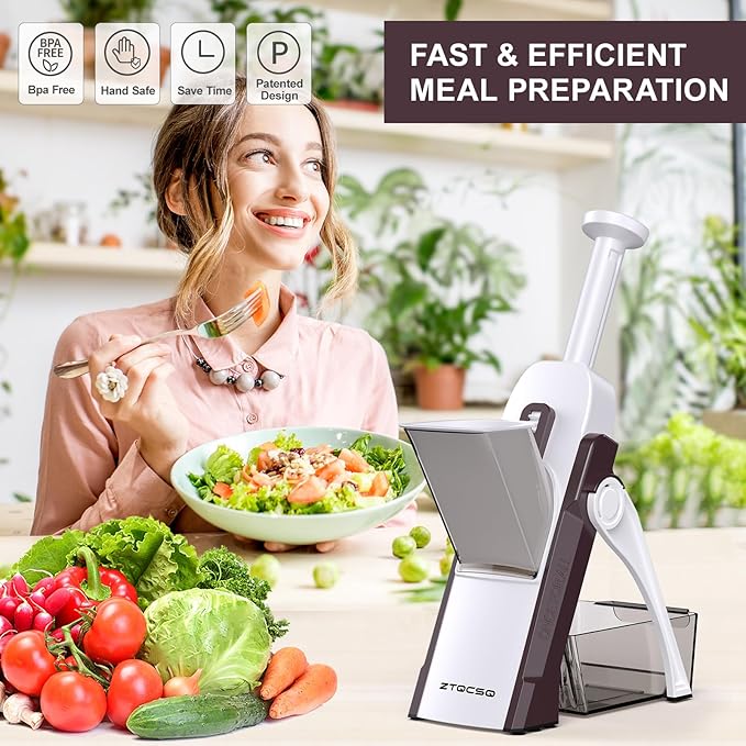 5 in 1 Adjustable Safe Mandoline Slicer for Kitchen with Paring Knife