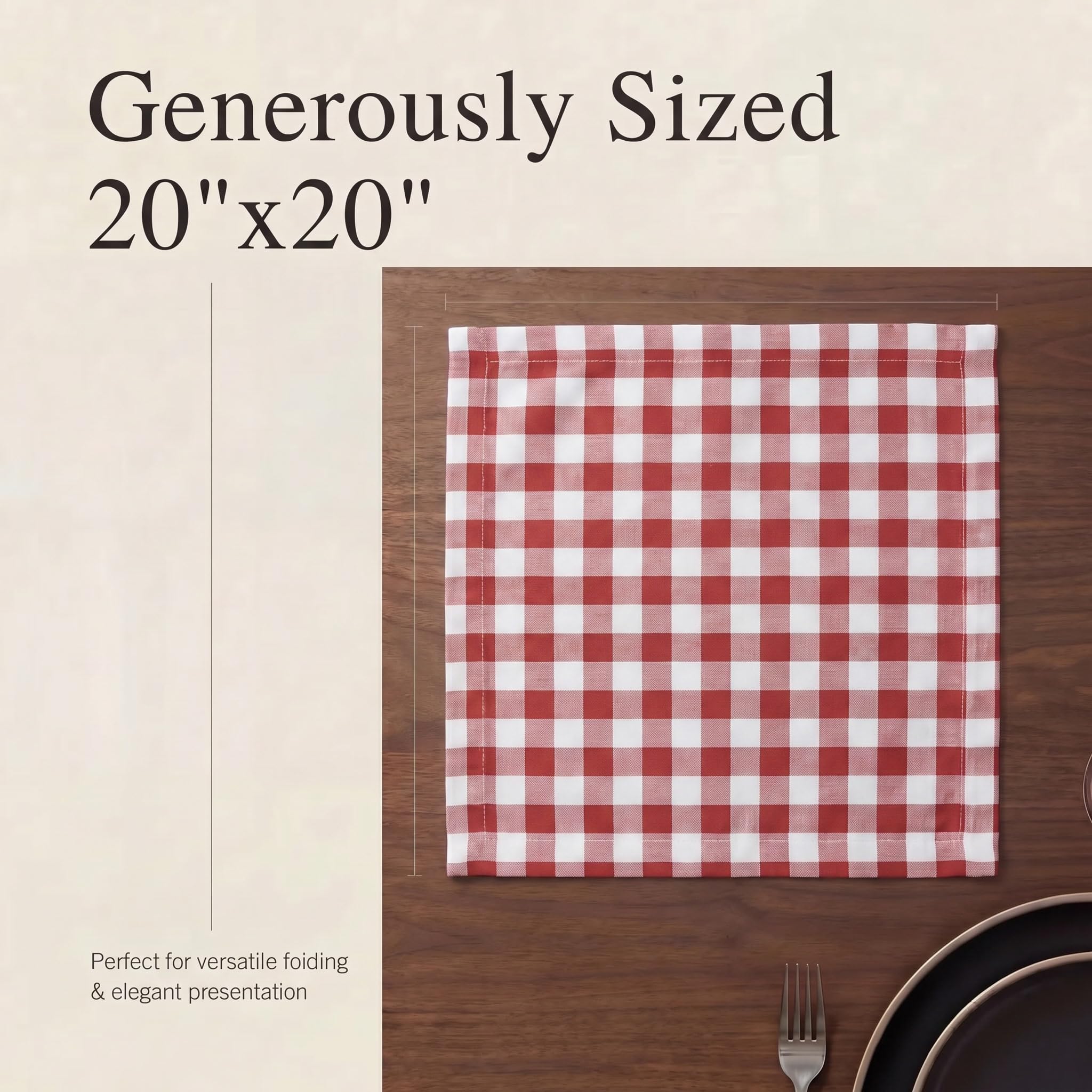 Urban Villa Cloth Napkins Cotton 20x20 (Set of 12) Rust