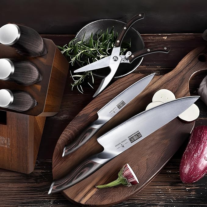 HOSHANHO 8PCS Kitchen Knife Set, Ultra Sharp Japanese Knife Sets with Block