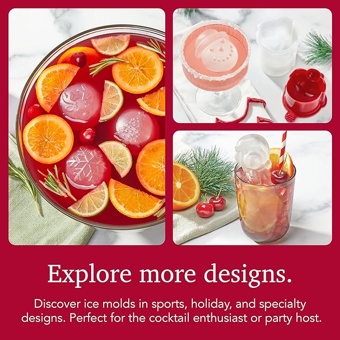 Tovolo Snowman Ice Mold with Top Hats Set of 2 Holiday Sphere Ice Makers for Cocktails, Festive Ice Cube Mold Christmas Stocking Stuffer for Adults, BPA Free Silicone Dishwasher Safe Ice Molds