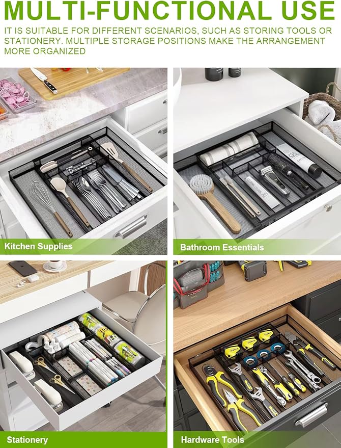 Sedegn Silverware Organizer Metal Mesh, Large Drawer Organizer