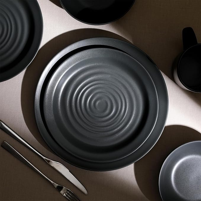 Stone Lain Orbit Dinnerware Set, Charcoal, Set of 16